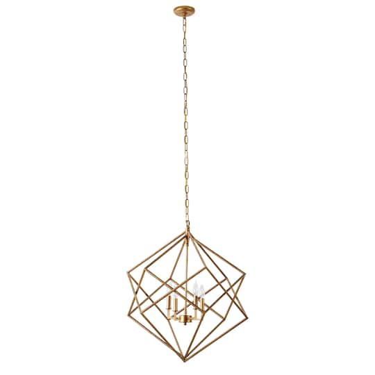 30" Gold Iron Modern Caged Chandelier